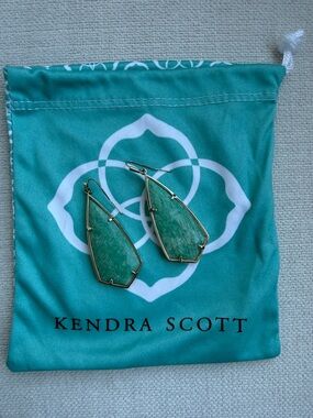 Kendra Scott Teal Marbled Stone Drop Earrings